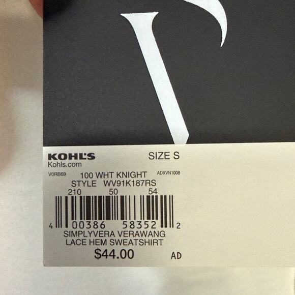 Simply Vera Vera Wang Lace Hem 2Fer Top White Knight Size Small NWT - Picture 5 of 13